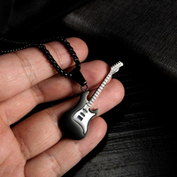 Vintage Punk Guitar Music Stainless Steel Necklace Hippie Rave Men Women Amazing - Thumbnail 2