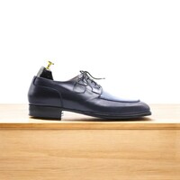 Handmade Men's Black & Navy Blue Genuine Leather Classic Shoes - Thumbnail 1