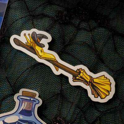 Banana slug witch sticker