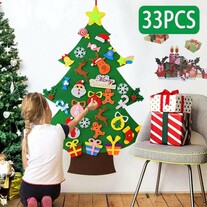Kids Felt Christmas Tree for toddlers, with 33 decorative objects to hang. Christmas decoration for the children's room.DIY  Felt tree.