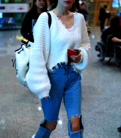 Stunning Punk Irregular Batwing Tassels Loose Fits Chunky Knit Sweater Unique Rave Amazing