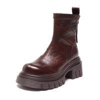 Elegant Chunky Leather Boots - Thumbnail 4