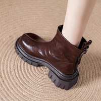 Elegant Chunky Leather Boots - Thumbnail 2