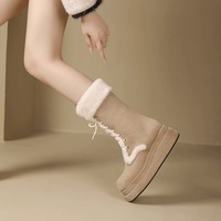 Platform Mid-tube Fleece Warm Snow Boots - Thumbnail 6