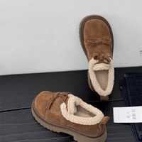 Fleece Warm Loafers With Bowknots - Thumbnail 2
