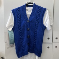 Embroidered Patchwork T-Shirt with Knitted Blue Vest - Thumbnail 2