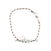 Rice Bead Bracelets: St. Silver Charleston Rice Beads Oval 3 X 4mm Beads 300Ga On Chain With Lobster-Claw Clasp Anti-Tarnish Coating & Gift Boxed