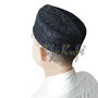 Muslim Kufi Hat - Black Oval Embroidered Rasulullah Sandal Emblem Prayer Cap-2