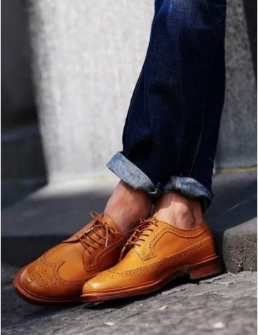 Handmade Men Tan Wing Tip Brogue Leather Formal Dress Lace Up Shoes, Oxford Formal Dress Shoes