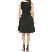White Mark Women's Sleeveless Tweed Fit & Flare Dress - Thumbnail 1