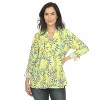 White Mark Women's Paisley Button Front Tunic Top - Thumbnail 4