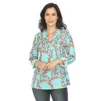 White Mark Women's Paisley Button Front Tunic Top - Thumbnail 5