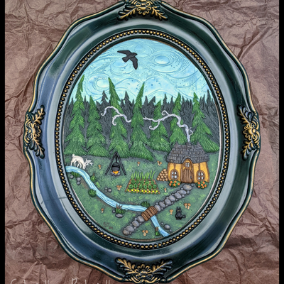 Cottage in the woods polymer clay sculpture witch fairy fantasy