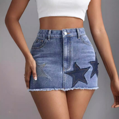 Women's high waisted denim skirt