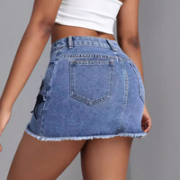 Women'S High Waisted Denim Skirt - Thumbnail 2