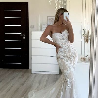 Elegant sweetheart lace appliques wedding dress bridal gown - Thumbnail 2