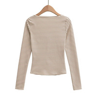 U-neck button-down long-sleeved bottoming shirt - Thumbnail 1