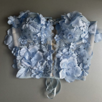 Sky Blue Tops 3D Flowers Corset - Thumbnail 1