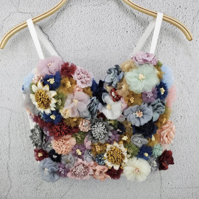 Handmade colorful corset top flowers