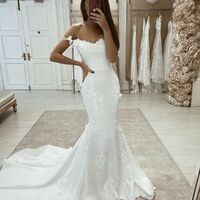 Elegant Off the Shoulder Lace Appliques Boho Beach Wedding Dress Bridal Gown - Thumbnail 3