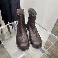 Women's low heel flat martin boots retro genuine leather round toe ankle boots - Thumbnail 2