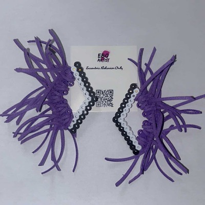 Diamond swagger black & white with black tassels 