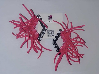 Diamond Swagger Black & White DOTS with Hot Pink Tassels 