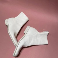 Women's zipper washed calfskin leather martin boots - Thumbnail 3