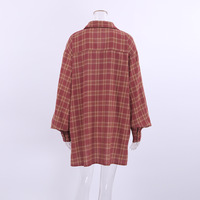 Vintage brick red tartan loose shirt - Thumbnail 2