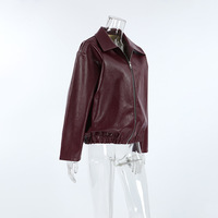 Vintage motorcycle style burgundy leather jacket - Thumbnail 3