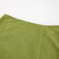 Avocado Green Suede Skirt - Thumbnail 1