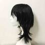 Emo Wig Unisex Black Mullet Scene Wig Layered Bangs Wig Medium Length Straight Cosplay Anime Wig-1
