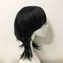 Emo Wig Unisex Black Mullet Scene Wig Layered Bangs Wig Medium Length Straight Cosplay Anime Wig-2