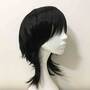 Emo Wig Unisex Black Mullet Scene Wig Layered Bangs Wig Medium Length Straight Cosplay Anime Wig-3