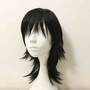 Emo Wig Unisex Black Mullet Scene Wig Layered Bangs Wig Medium Length Straight Cosplay Anime Wig-4