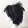 Men Black Short Layer Hair Long Bangs Cosplay Anime Wig Free Cap-1