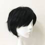 Men Cosplay Anime Black Fringe Bangs Short Hair Layered Wig Free Cap-1