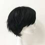 Men Cosplay Anime Black Fringe Bangs Short Hair Layered Wig Free Cap-2