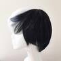 Black White Mixed Two-Tone Side Swept Bangs Short Hair Cosplay Anime Wig-2