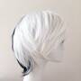 Black White Mixed Two-Tone Side Swept Bangs Short Hair Cosplay Anime Wig-3