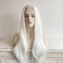 White Lace Front Wig For Women Long Straight Widows Peak Hairline Slicked Hair Realistic Wig 22 Inches-1