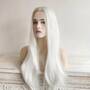 White Lace Front Wig For Women Long Straight Widows Peak Hairline Slicked Hair Realistic Wig 22 Inches-2