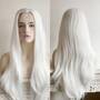 White Lace Front Wig For Women Long Straight Widows Peak Hairline Slicked Hair Realistic Wig 22 Inches-4
