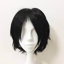 Men Black Side Swept Long Bangs Layers  Mid-length Cosplay Wig