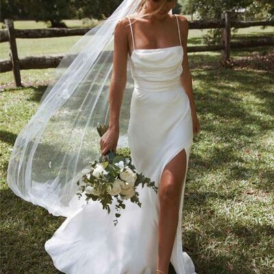 Simple sheath boho beach wedding dress bridal gowns - Thumbnail 1