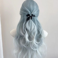 Blue Gradient Long Curly Wig - Thumbnail 2