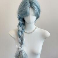 Blue Gradient Long Curly Wig - Thumbnail 3