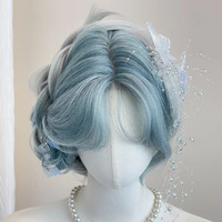 Blue Gradient Long Curly Wig - Thumbnail 1