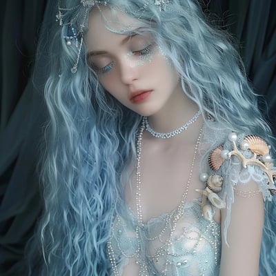 Forest blue jk long curly wig