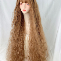 1 Meter Long Wool Curls Wig Halloween Extra Long Wig Brown - Thumbnail 5